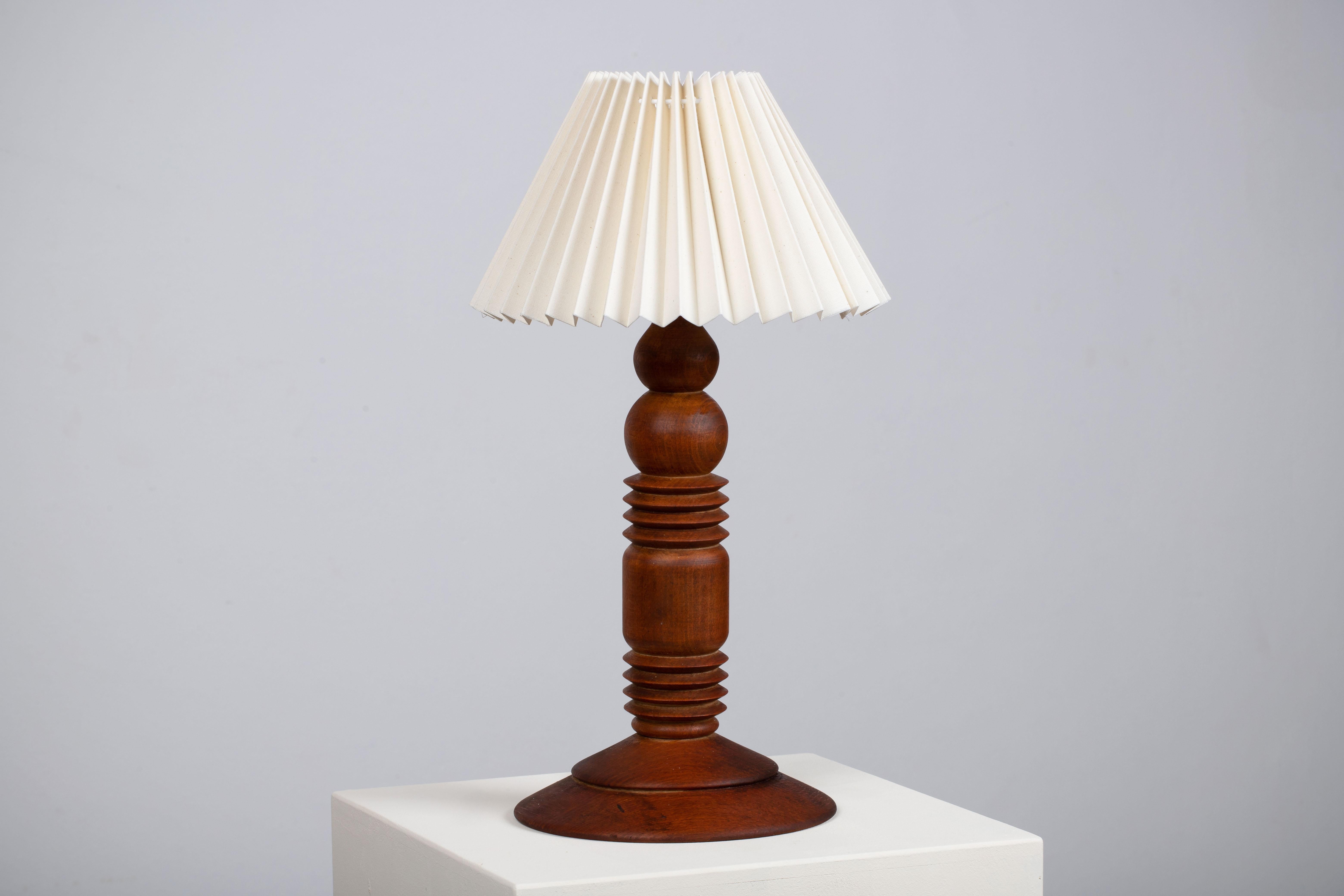 Mid-Century Modern Turned teak Table Lamp, 1960, Denmark