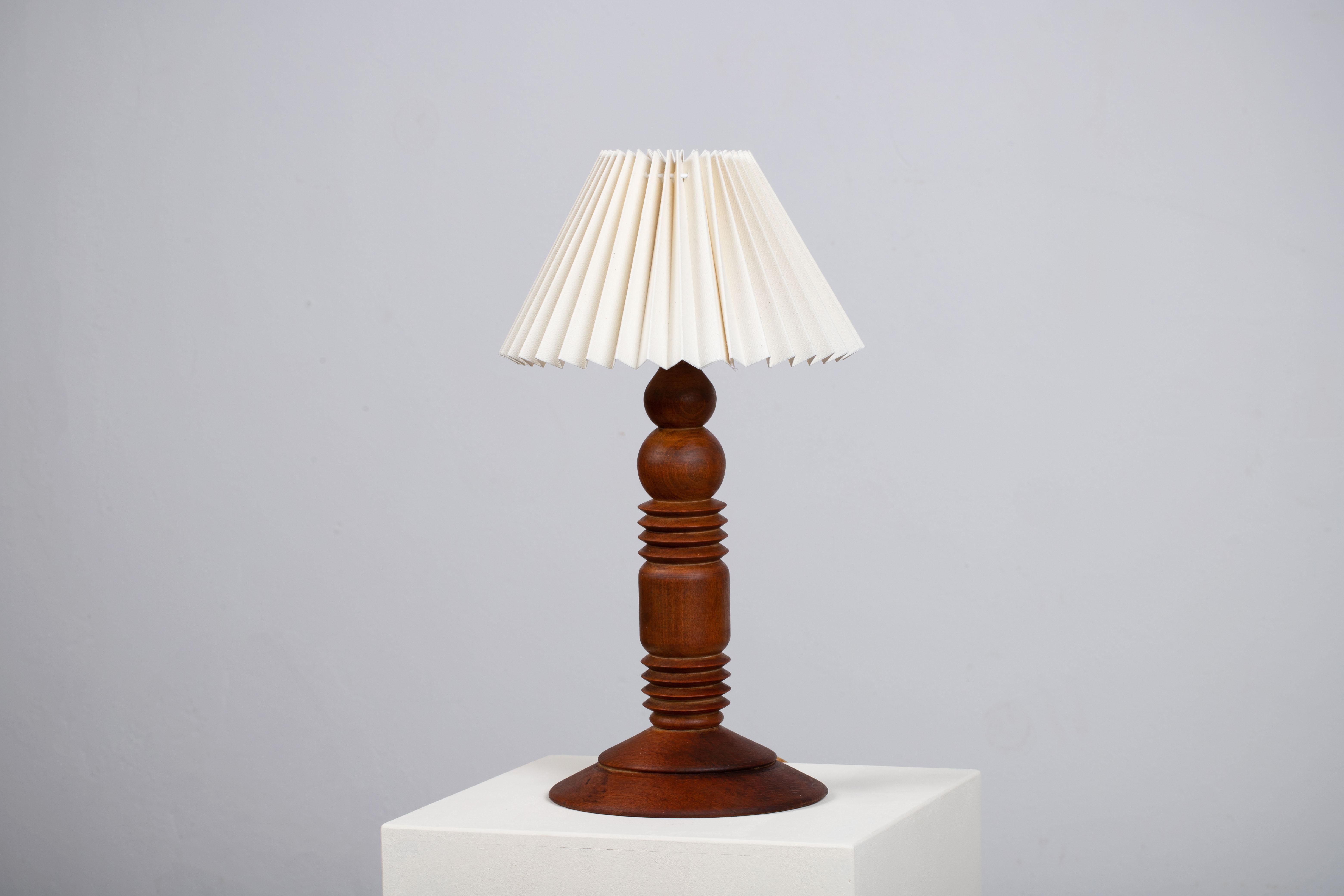 Danish Turned teak Table Lamp, 1960, Denmark