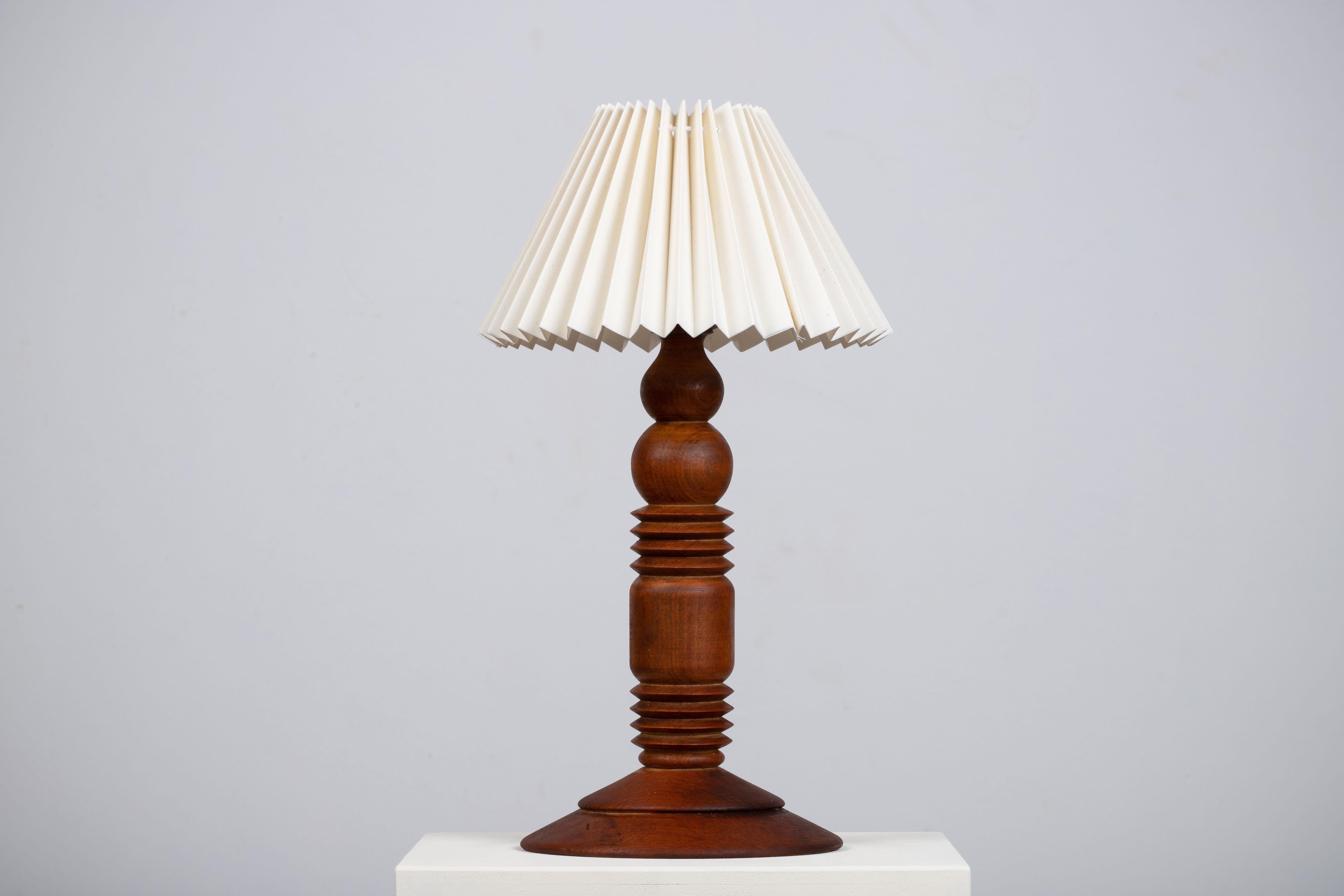 Turned teak Table Lamp, 1960, Denmark 2