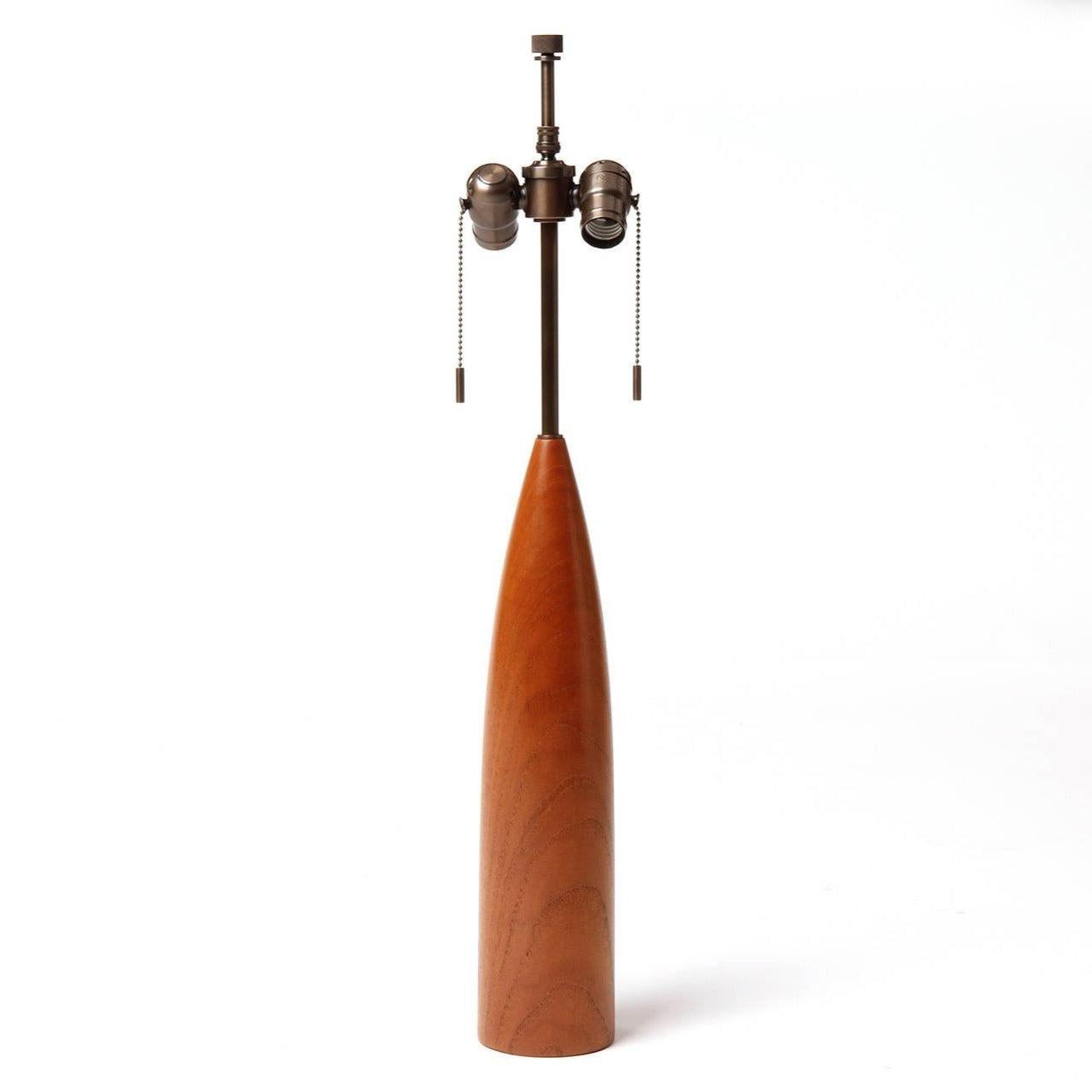 Turned Teak Table Lamp by ESA Denmark In Excellent Condition For Sale In Sagaponack, NY
