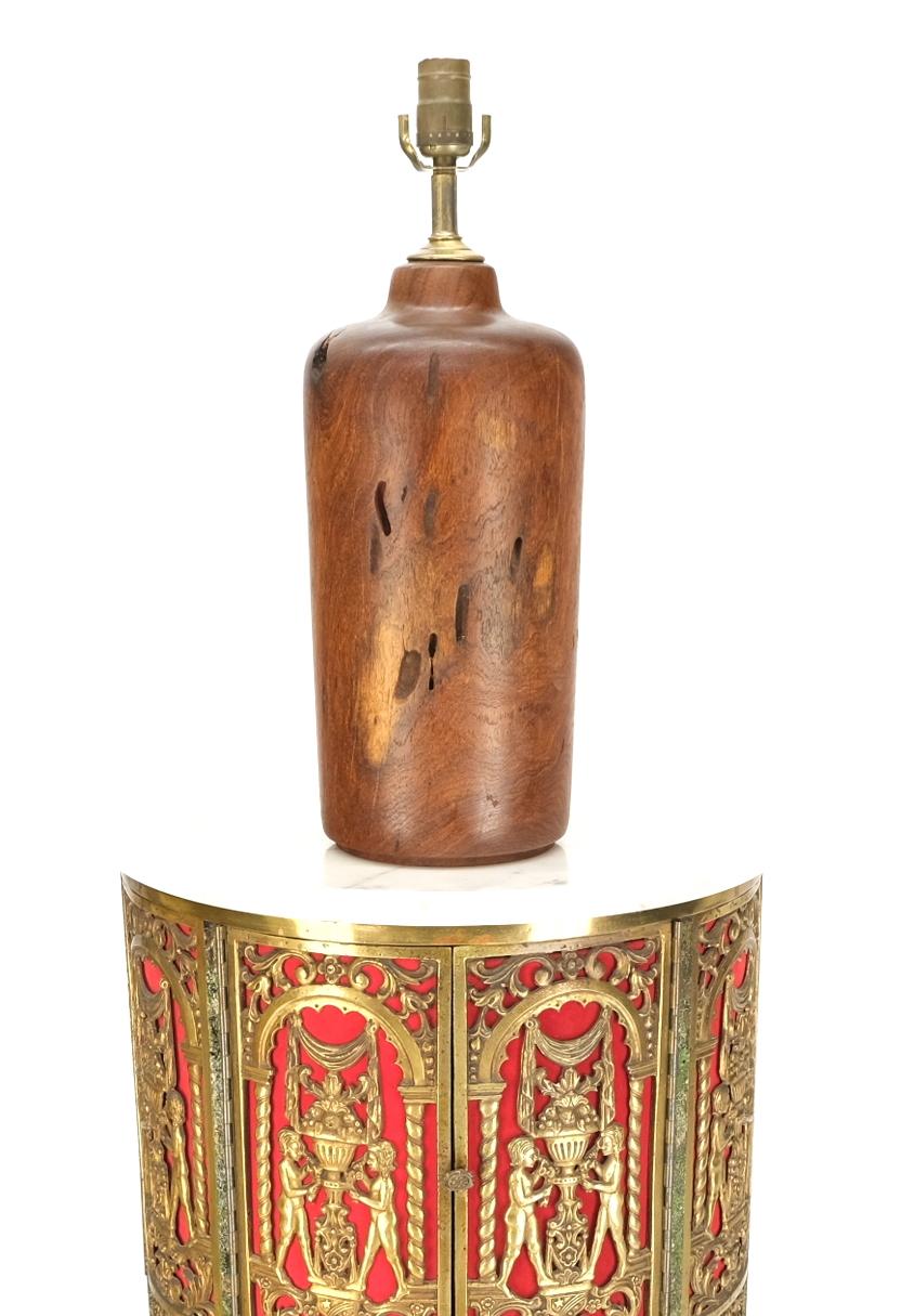 Turned vase shape solid rosewood table lamp Mid-Century Modern Mint.