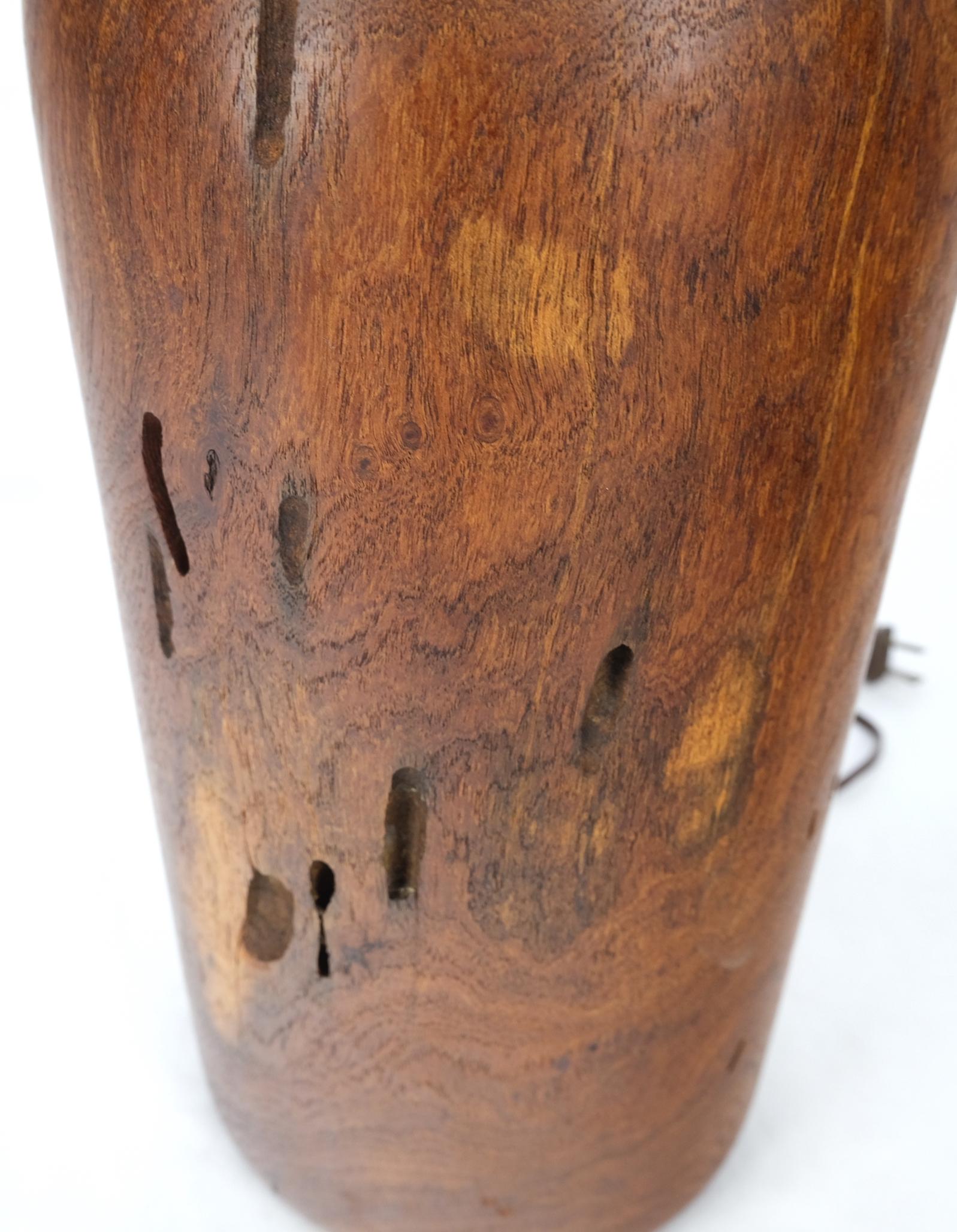 Burl Turned Vase Shape Solid Rosewood Table Lamp Mid-Century Modern Mint For Sale