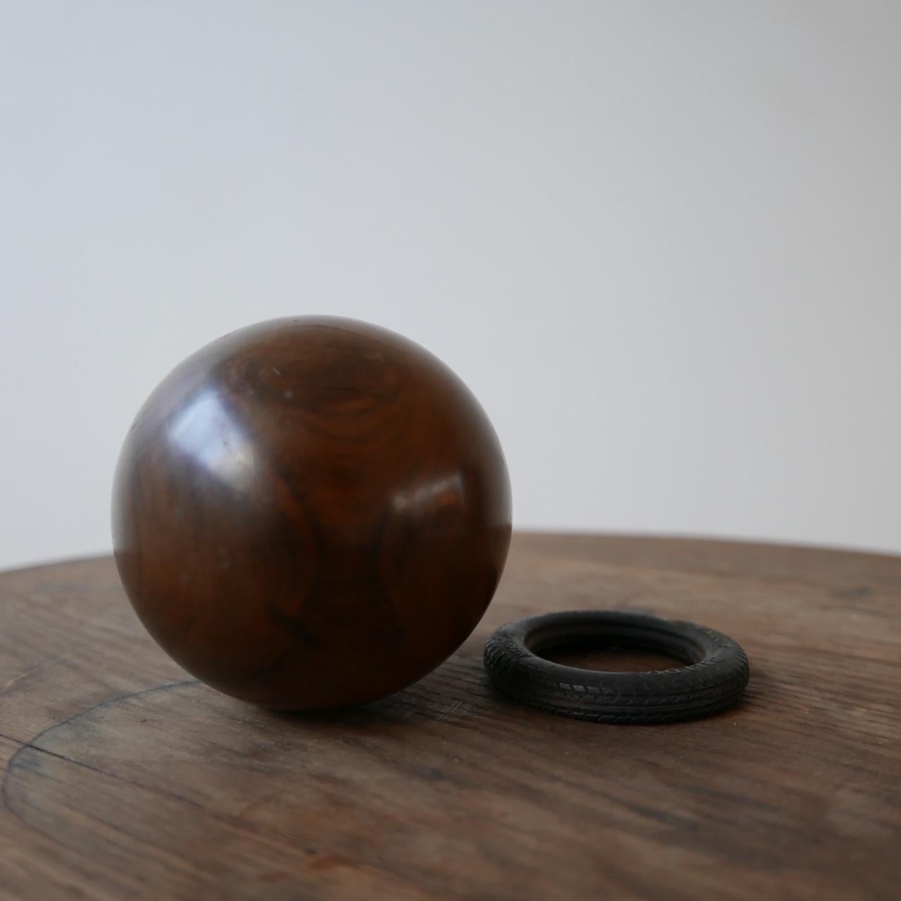 Dutch Turned Walnut Antique Ball Decorative Object
