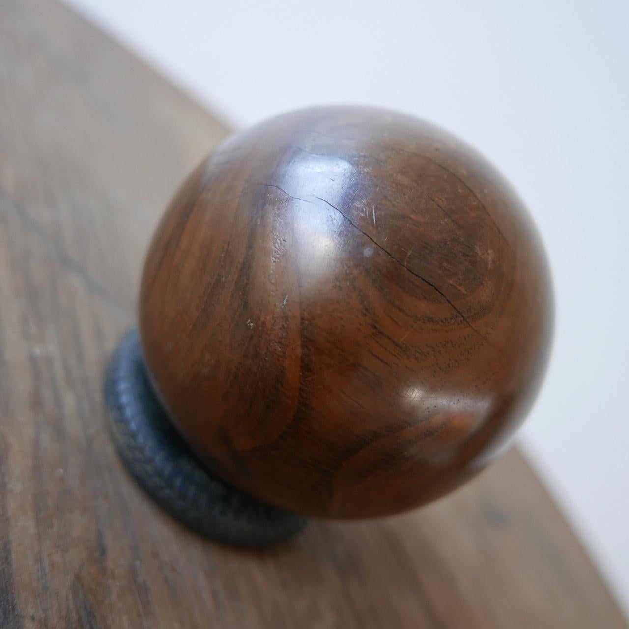 20th Century Turned Walnut Antique Ball Decorative Object