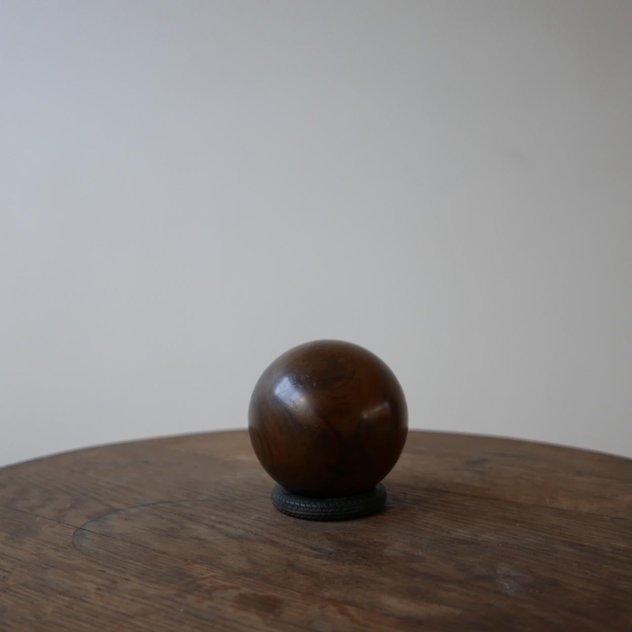 Turned Walnut Antique Ball Decorative Object 1