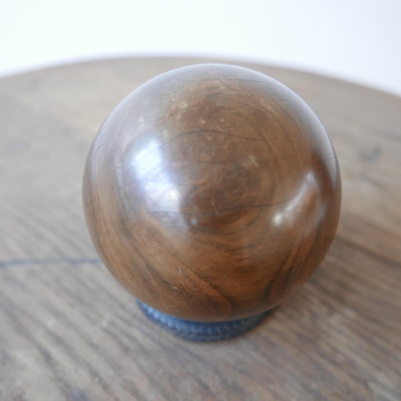 Turned Walnut Antique Ball Decorative Object 2