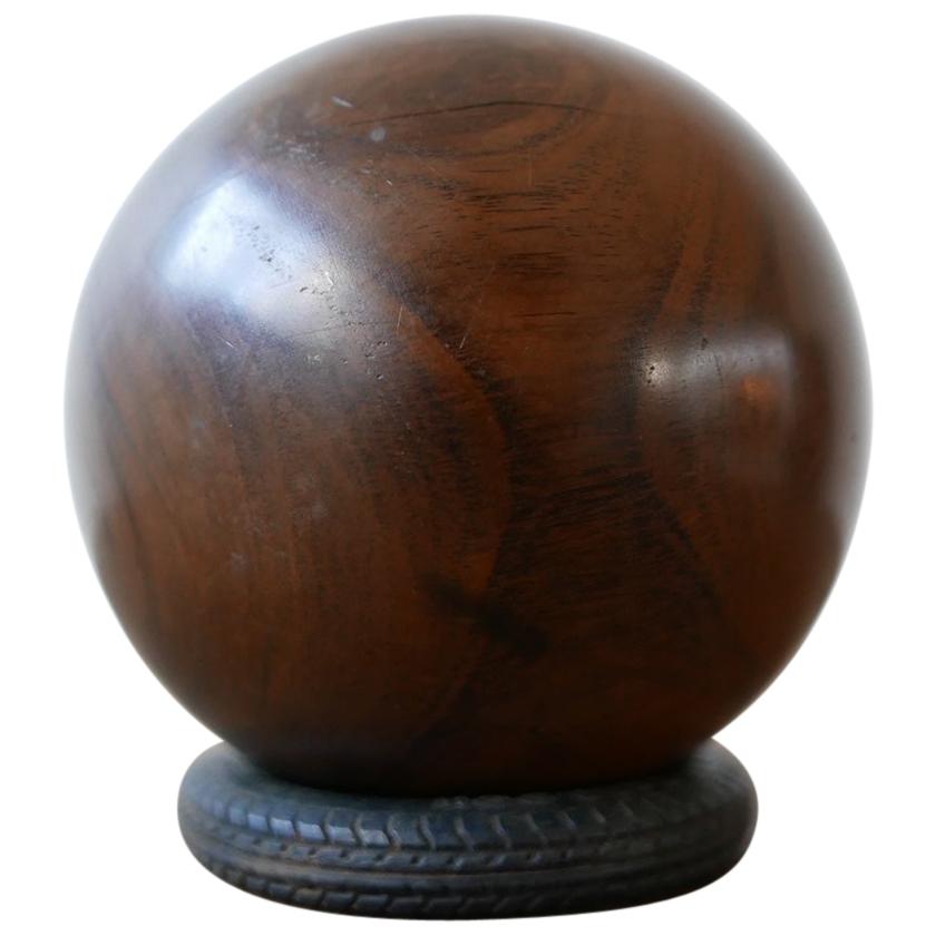 Turned Walnut Antique Ball Decorative Object