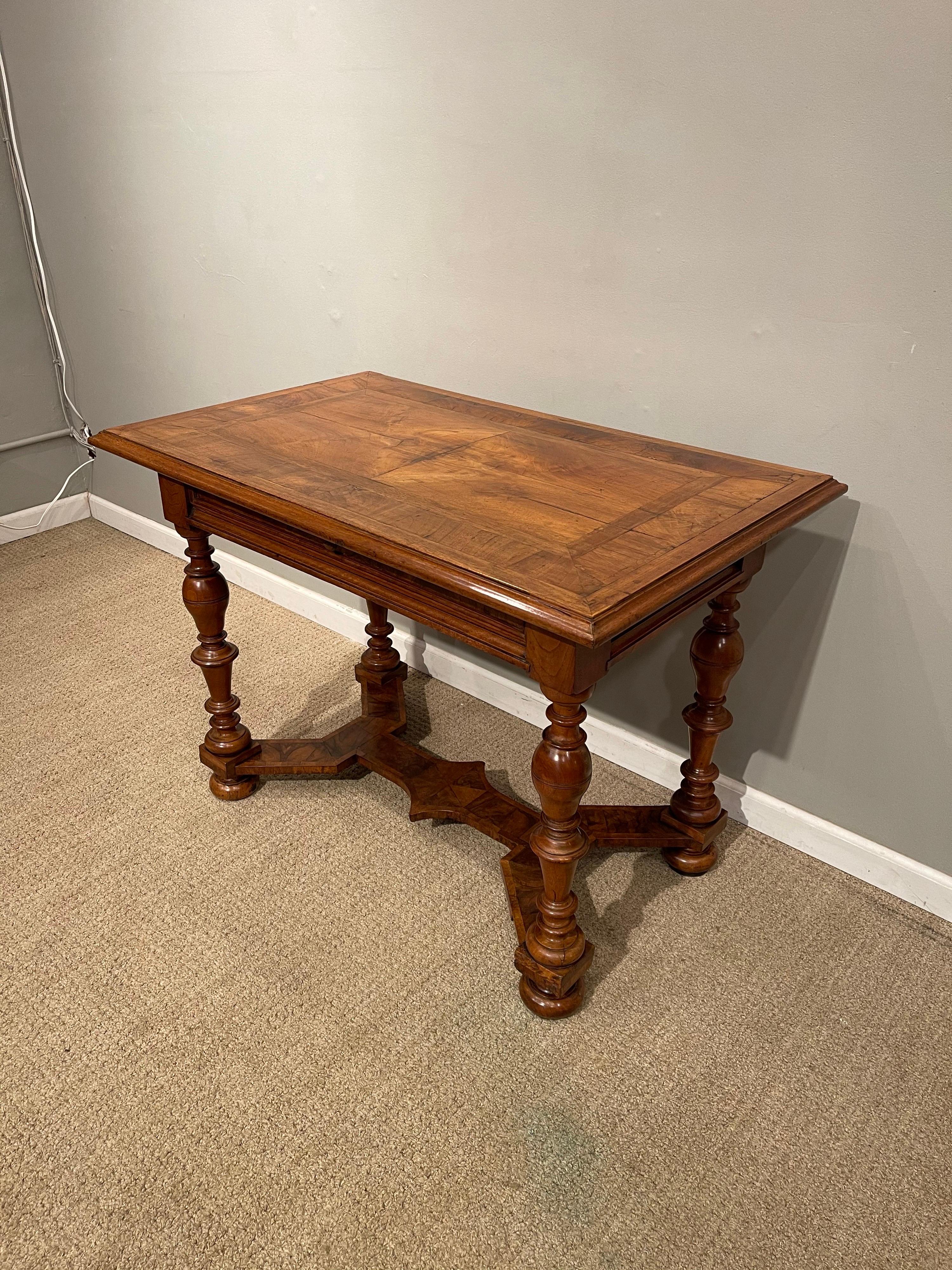 Turned walnut center table, English, late 17th century.