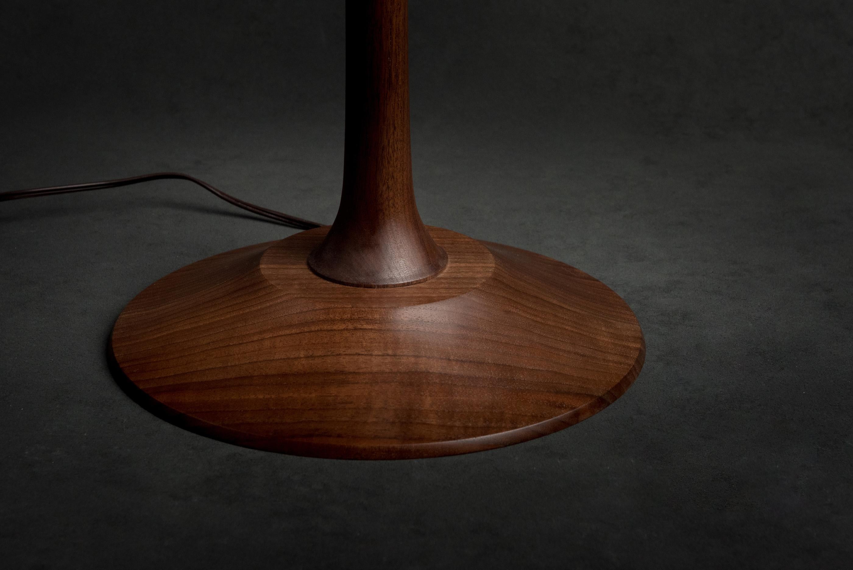 Mid-Century Modern Turned Walnut Guthrie Floor Lamp
