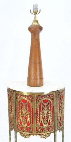 Turned Walnut or Teak Mid-Century Modern Table Lamp, c.1970s