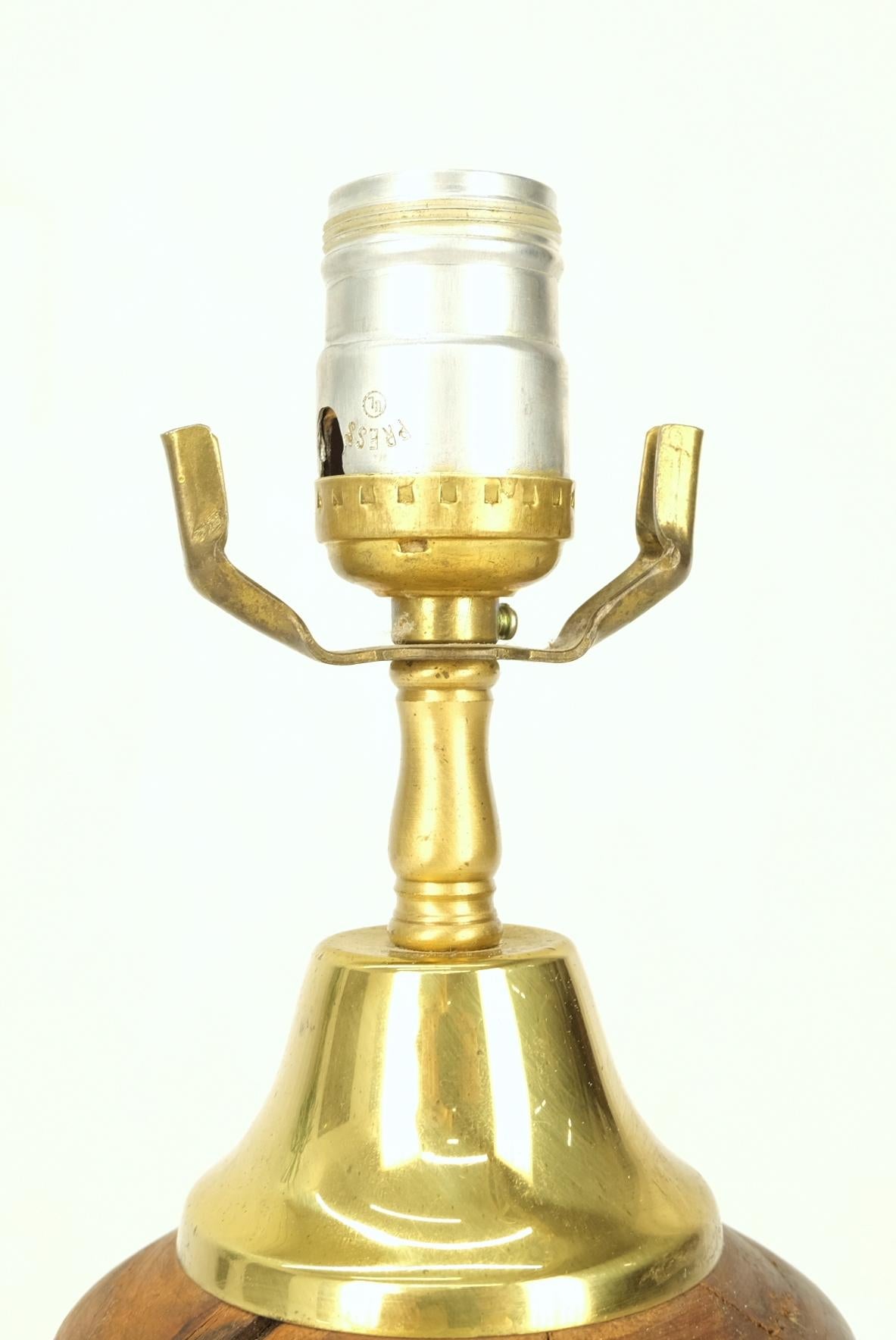 Turned Walnut or Teak Mid-Century Modern Table Lamp, c.1970s For Sale 1