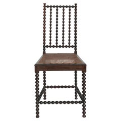 Antique Turned wood and canning chair, XIXth c.