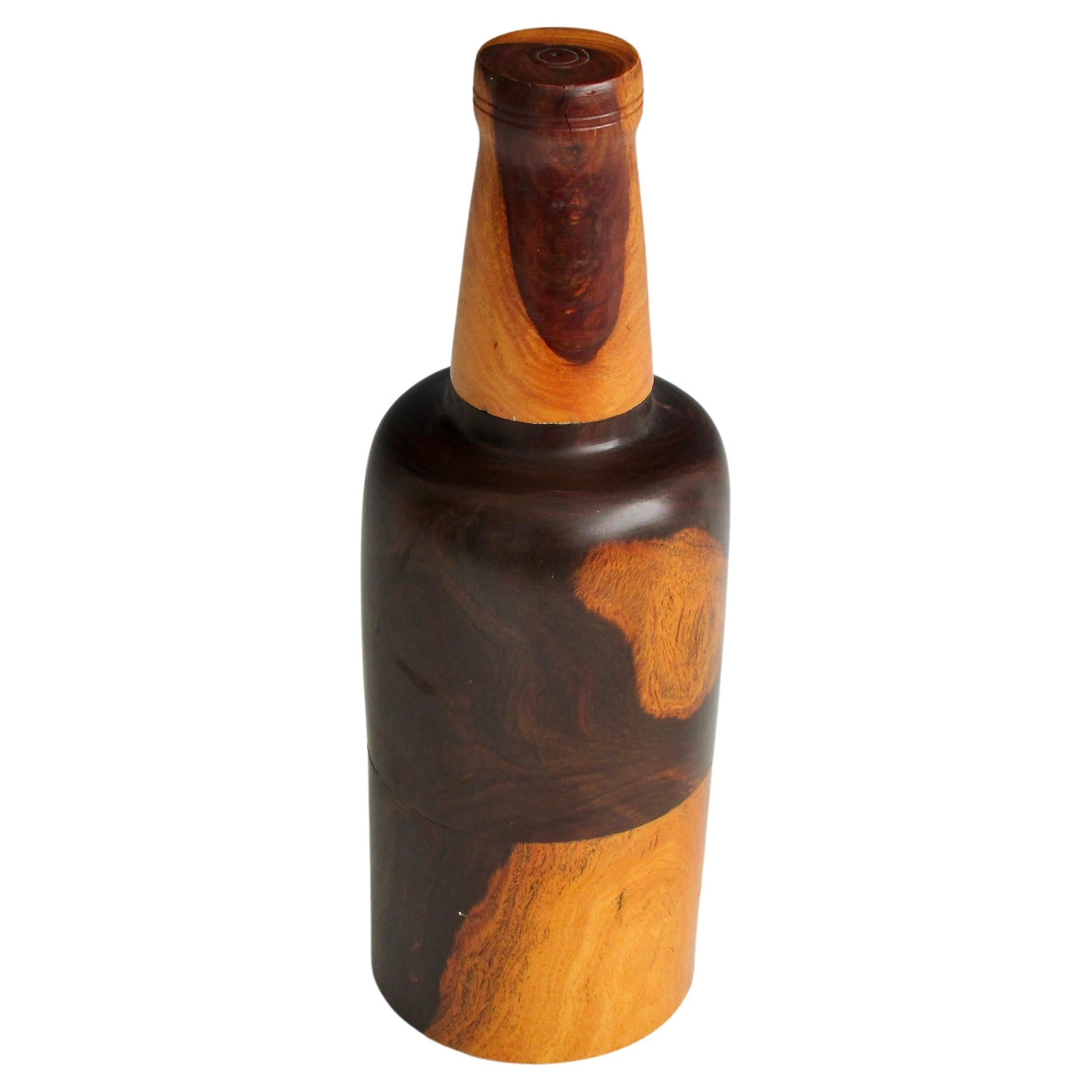 Turned Wood Bottle in Rosewood Assembled in Three Pieces