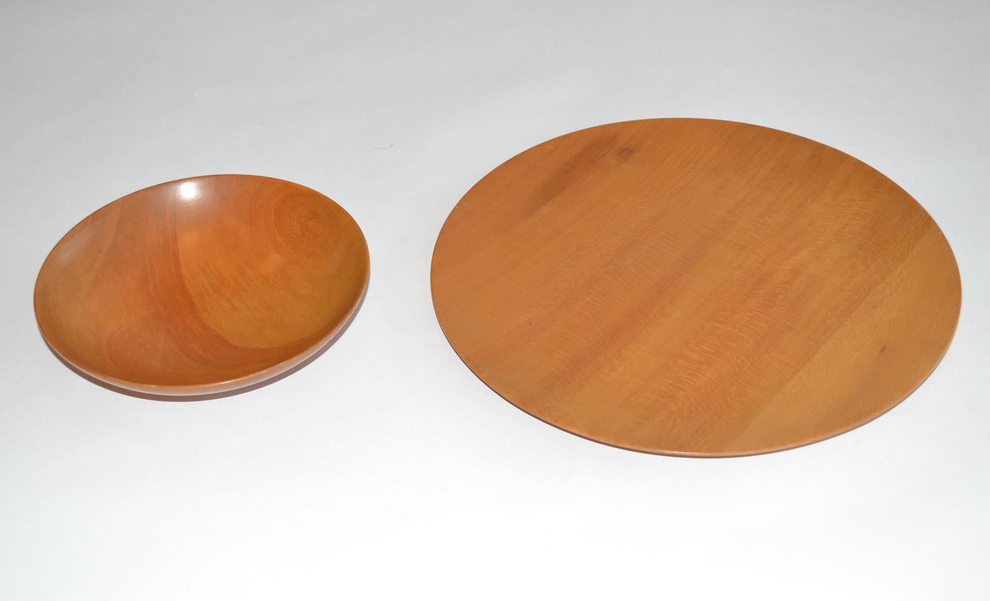 Mid-Century Modern Turned Wood Bowl and Platter by James Prestini, circa 1950s