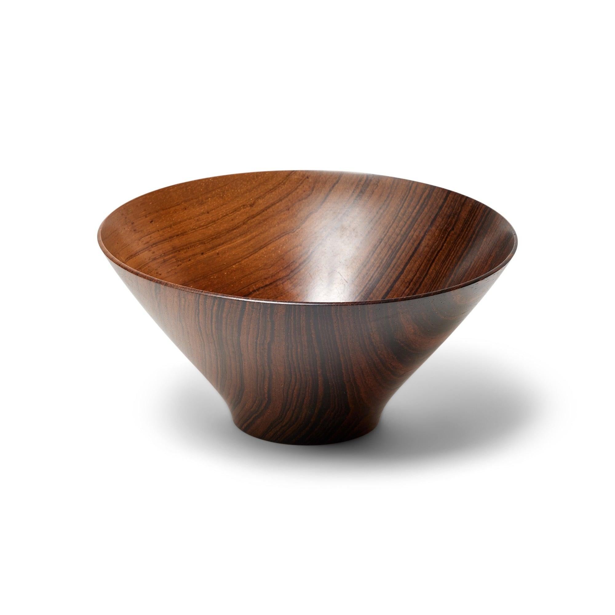 A hand turned bowl. Signed and Marked 'Rosewood from Brazil Bob Stocksdale'.