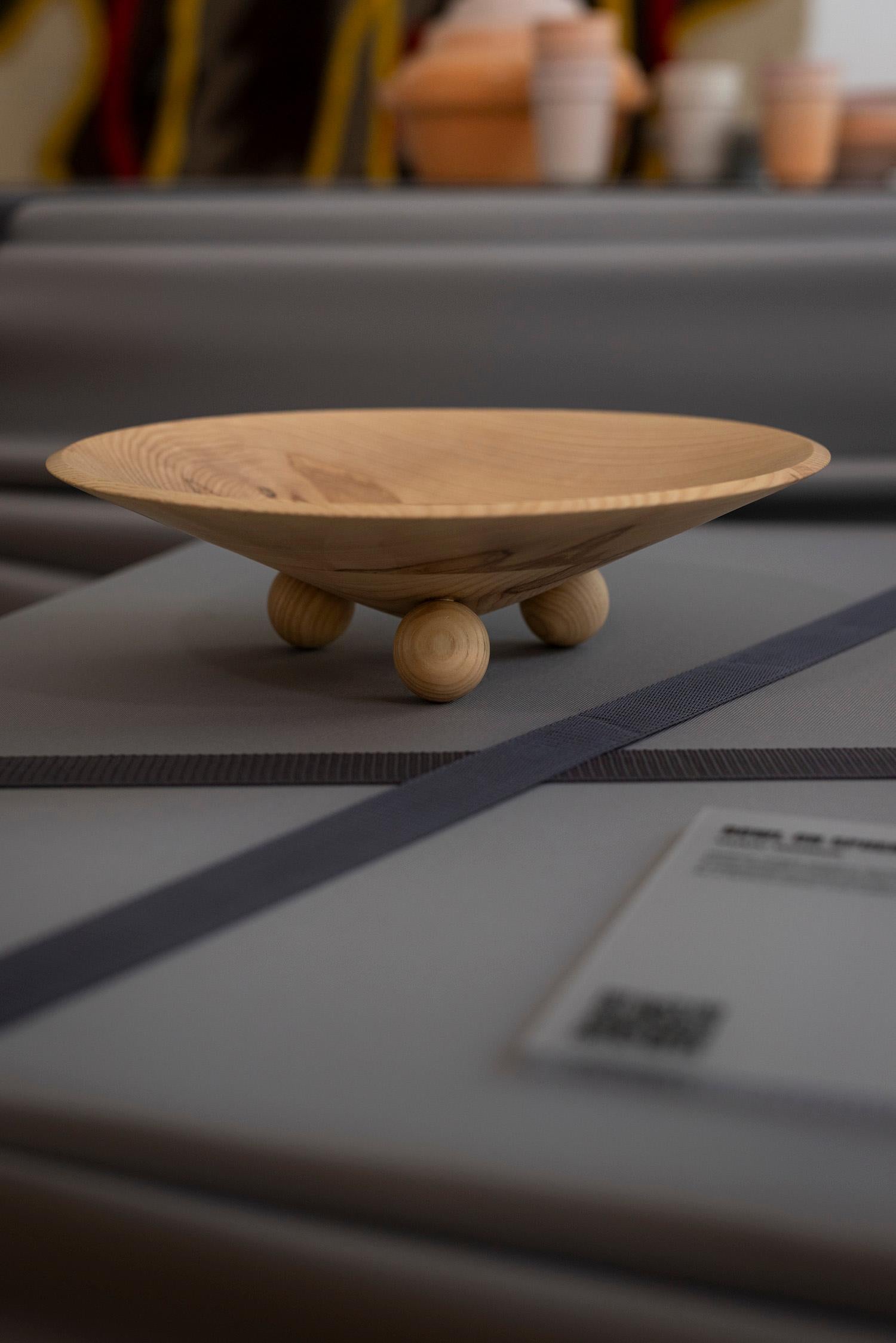 Turned-wood Bowl on Spheres Large For Sale 2