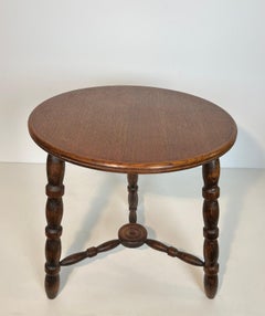 Table basse en bois tourné. Ouvrage français de Charles Dudouyt. Circa 1950