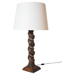 Used Turned wood column laurel pattern lamp, XIXth c.