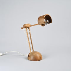 Turned wood desk lamp, Swiss work, circa 1970