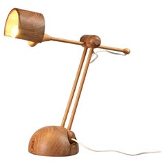 Turned wood desk lamp, Swiss work, circa 1970