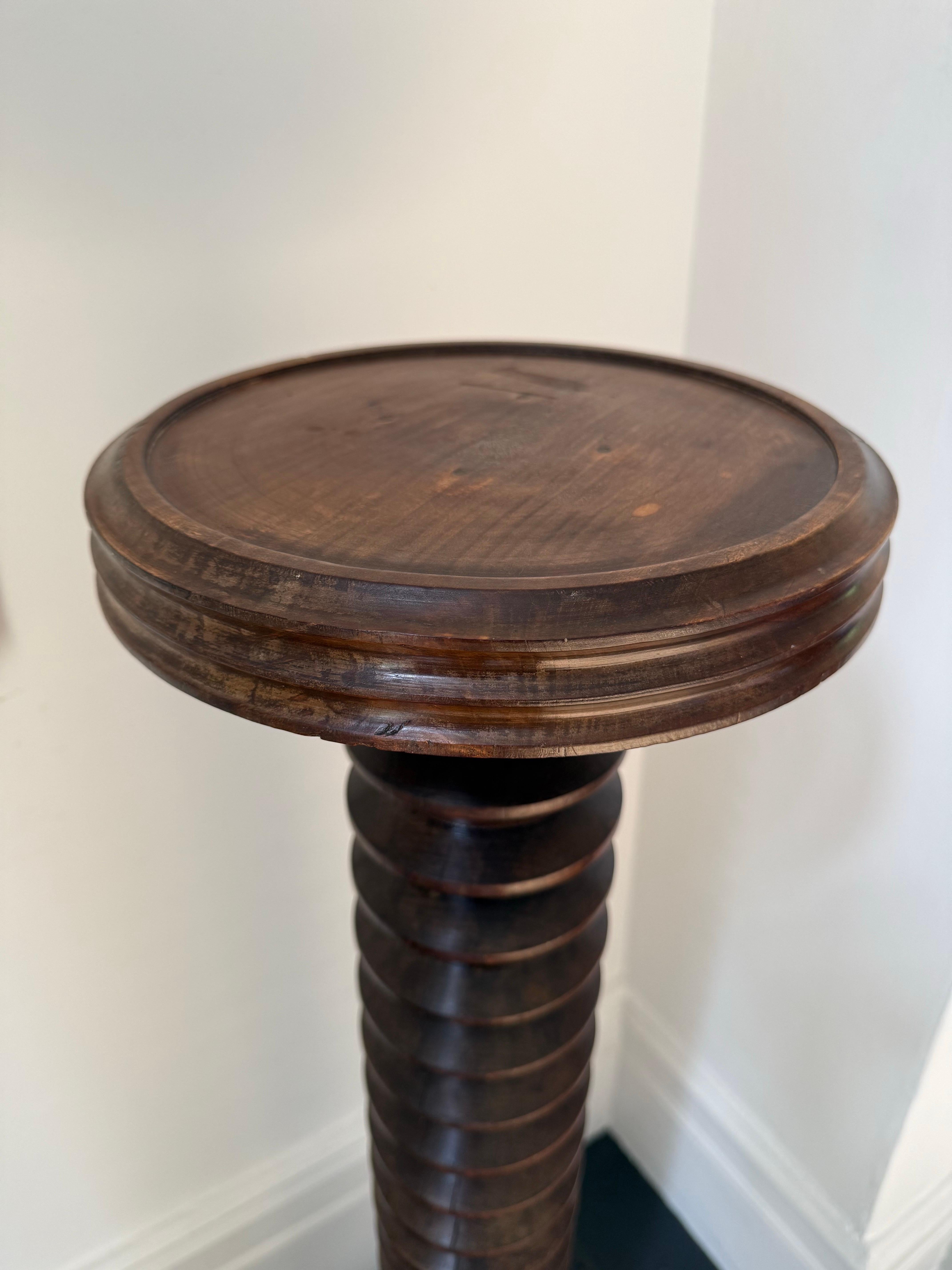 Art Deco Turned Wood Pedestal, Column or Plinth, First Half 20th Century For Sale