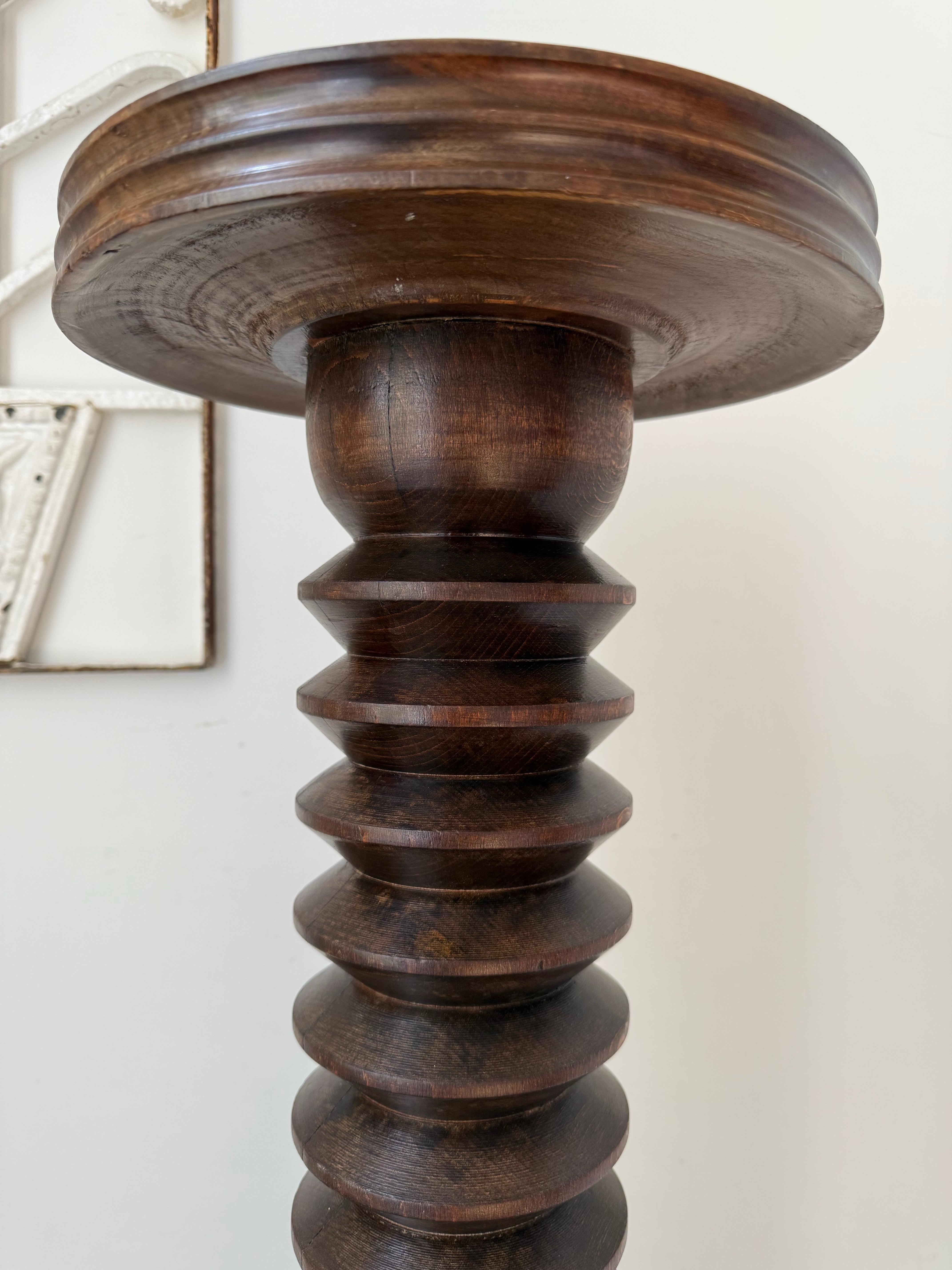 English Turned Wood Pedestal, Column or Plinth, First Half 20th Century For Sale