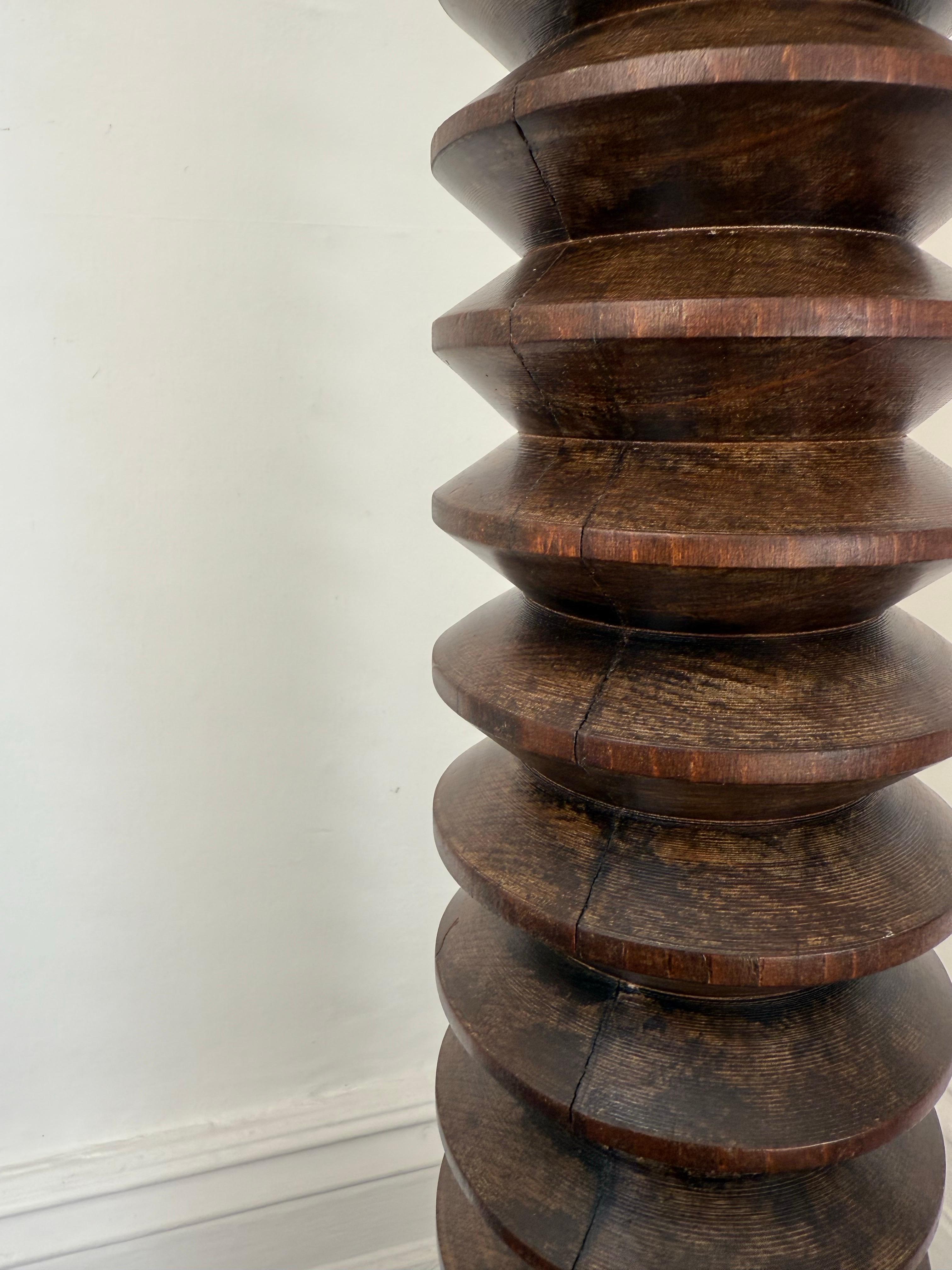 Turned Wood Pedestal, Column or Plinth, First Half 20th Century For Sale 1