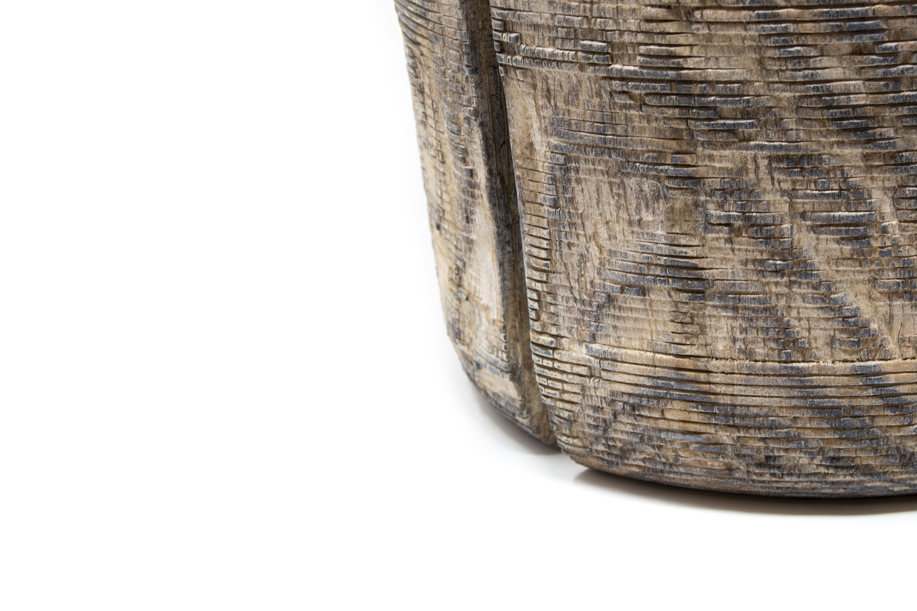 Contemporary Turned Wood Pine Vase 'Alberi Short' Made in Italy For Sale