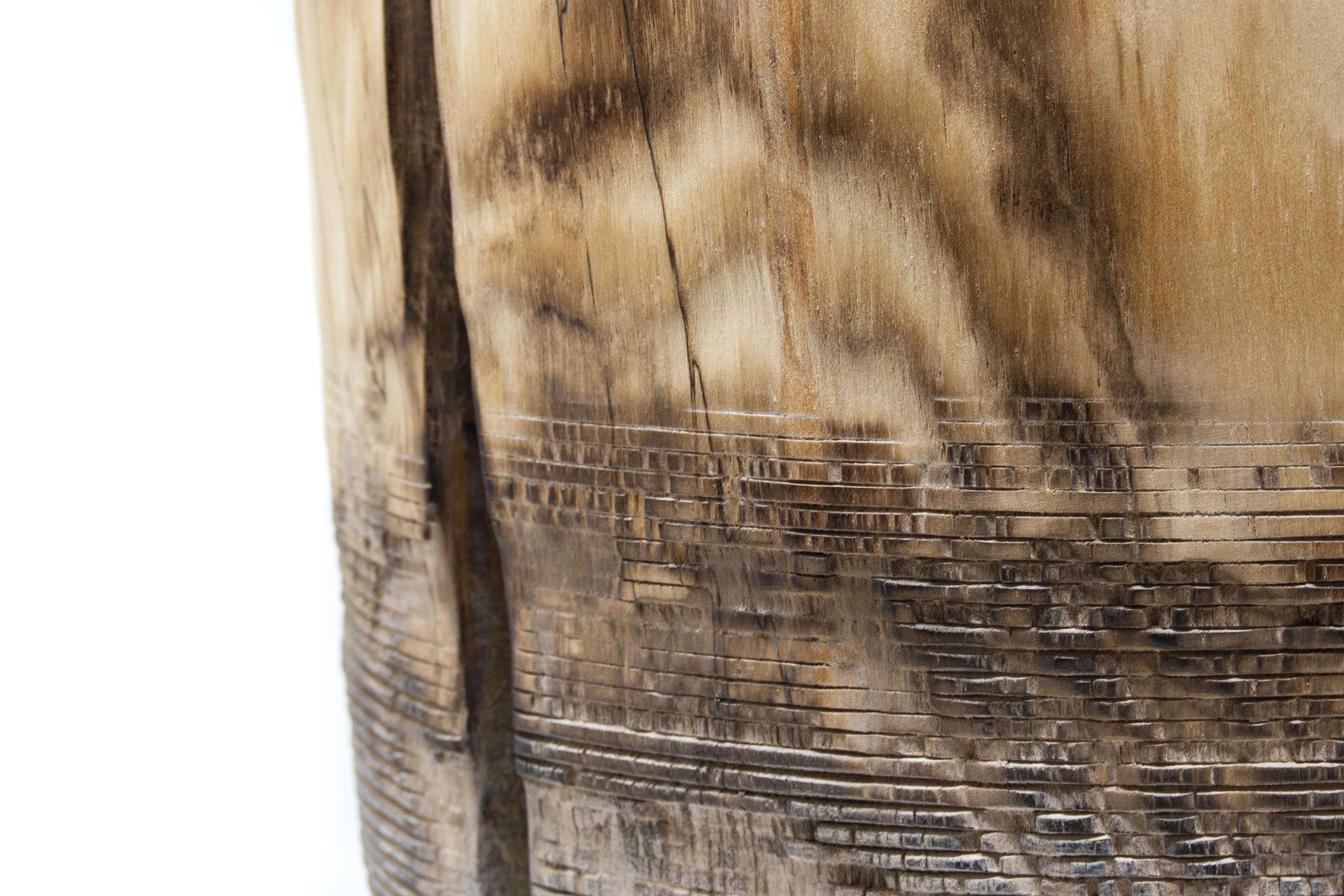 Turned Wood Pine Vase 'Alberi Short' Made in Italy For Sale 1