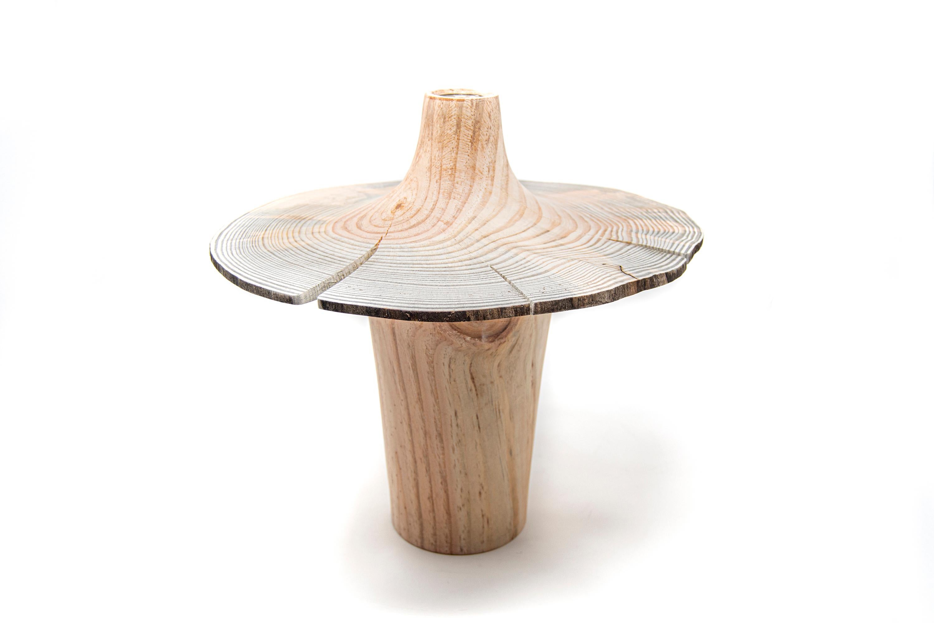 Modern Turned Wood Pine Vase 'Sinfonia Up Natural' Made in Italy For Sale