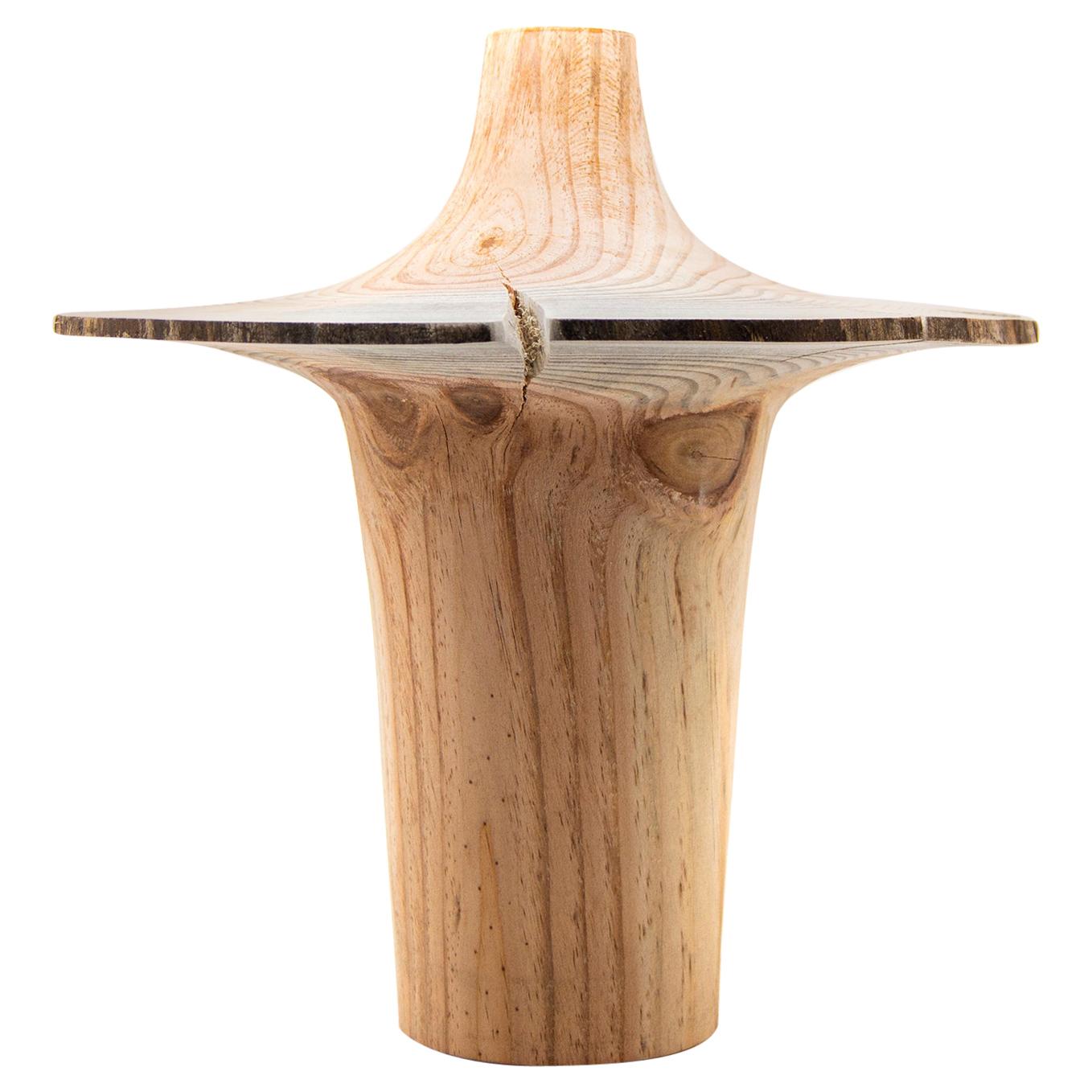 Turned Wood Pine Vase 'Sinfonia Up Natural' Made in Italy For Sale