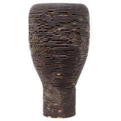 Turned Wood Sculptural Vase 'Anni S Rust' Made in Italy