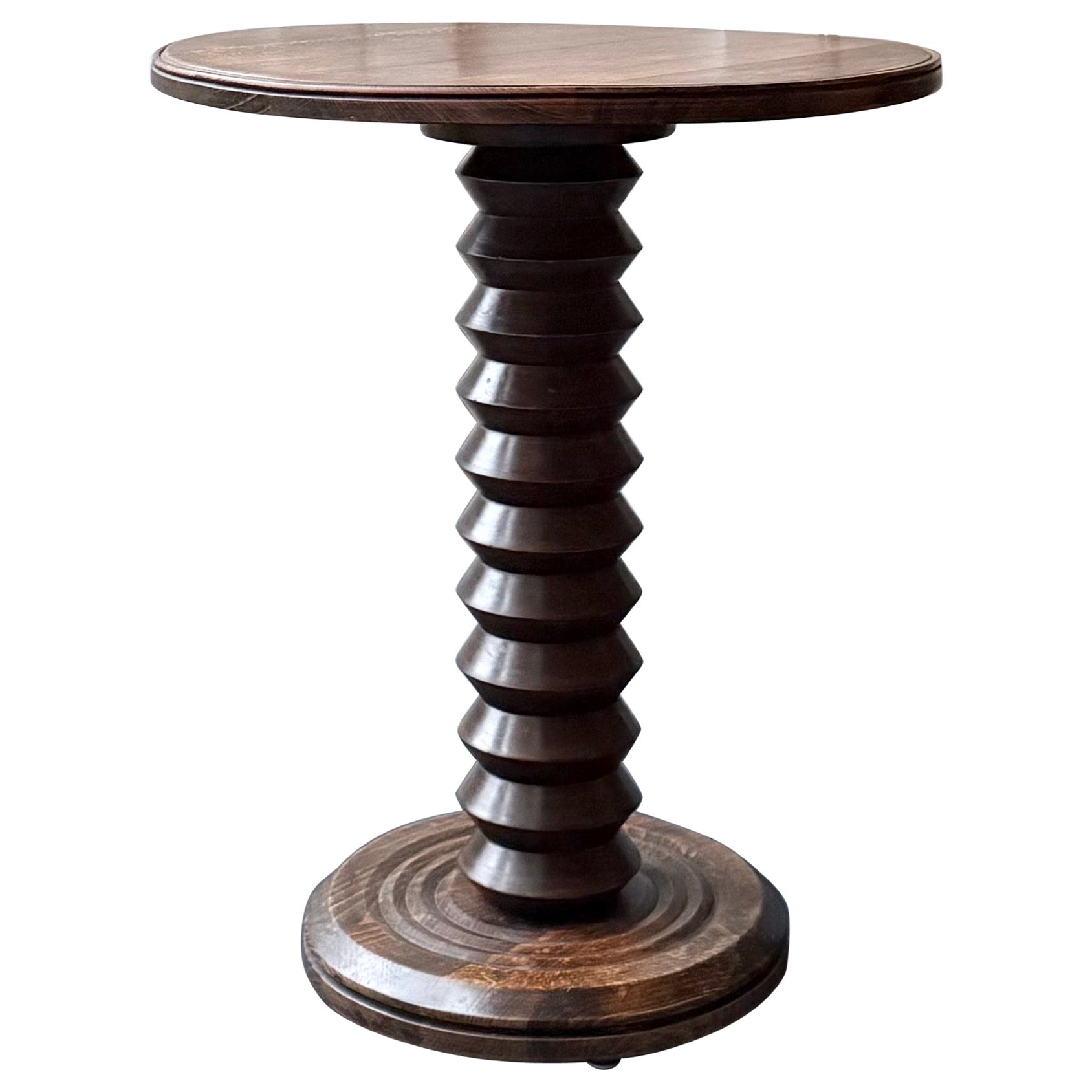 Turned Wood Side Table attributed to Charles Dudouyt, France