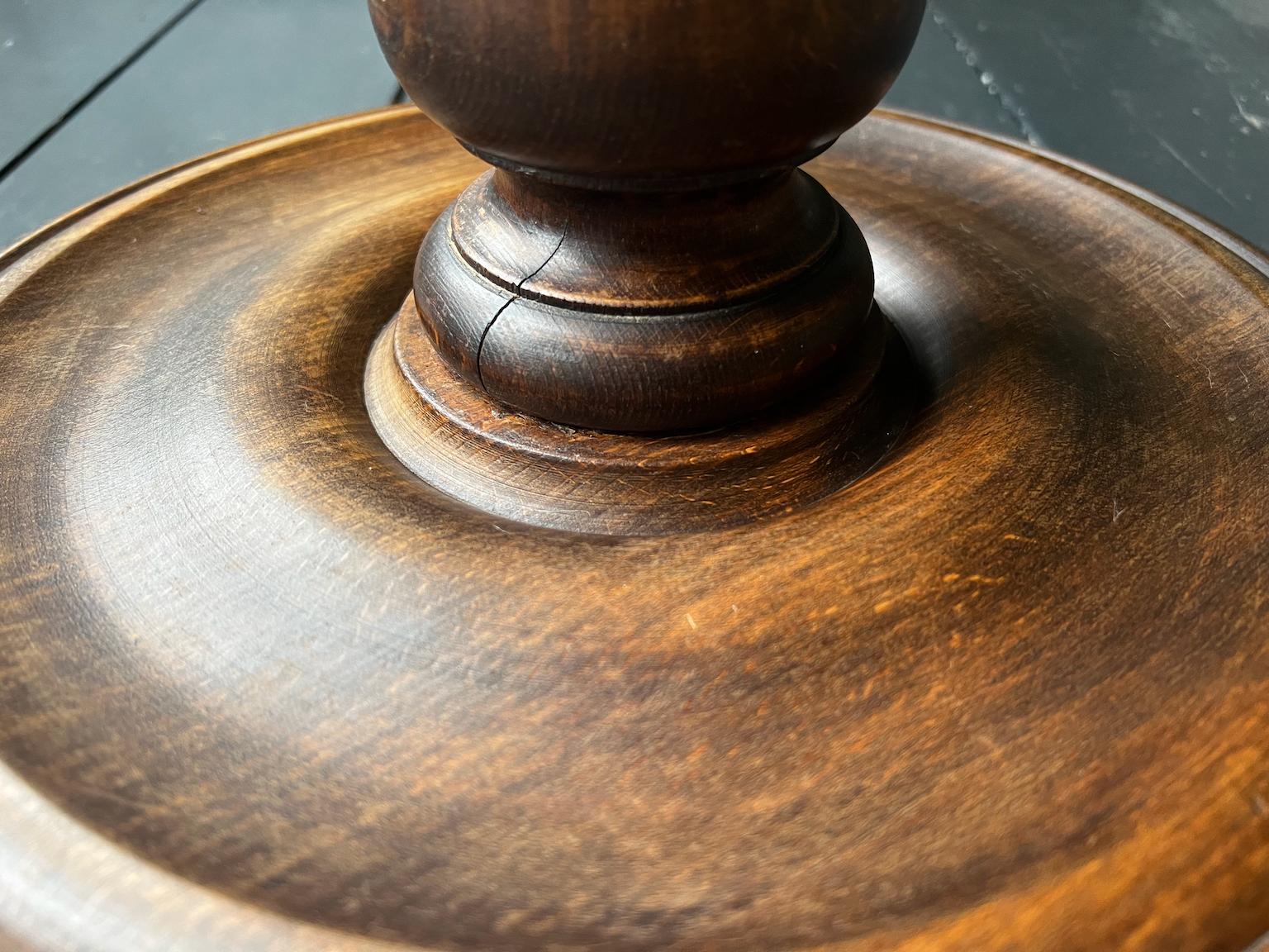 Turned Wood Side Table with Barley Twist Stem For Sale 6