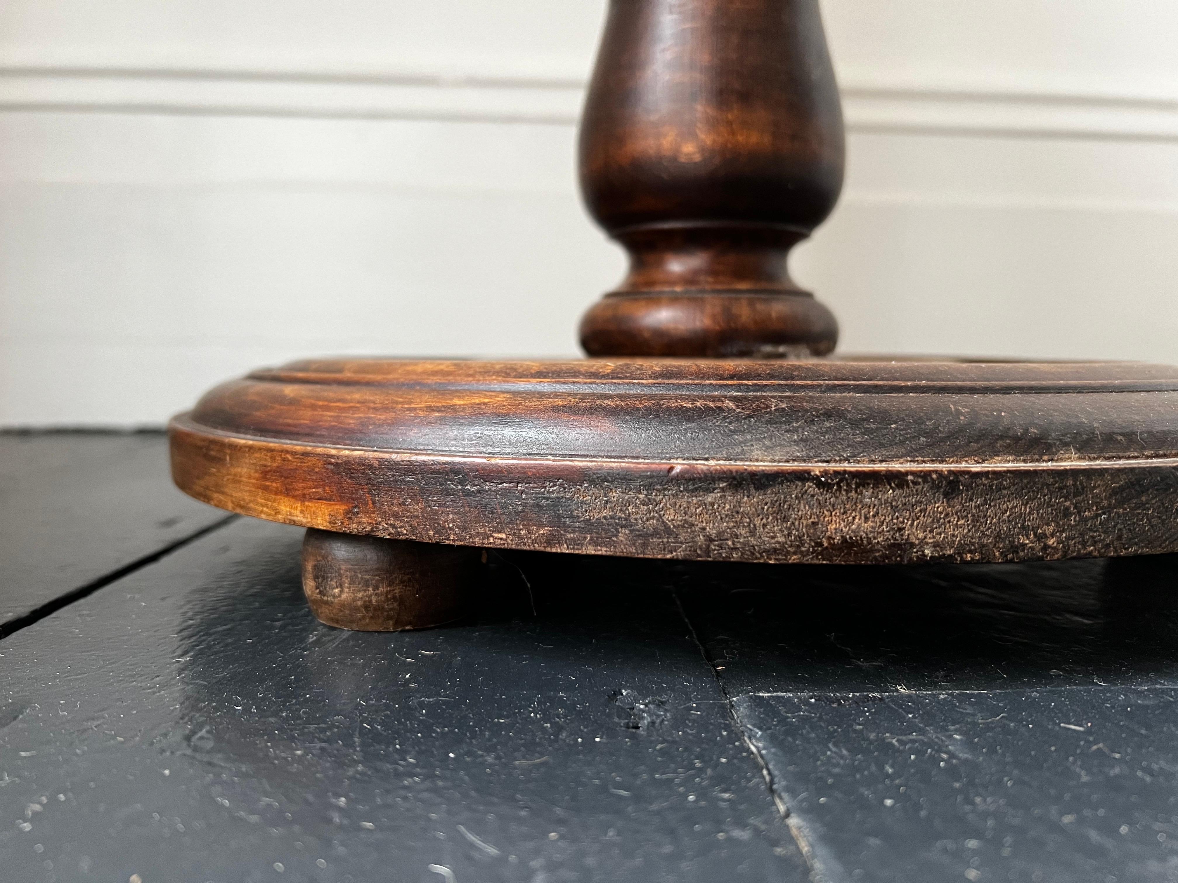 Turned Wood Side Table with Barley Twist Stem For Sale 7