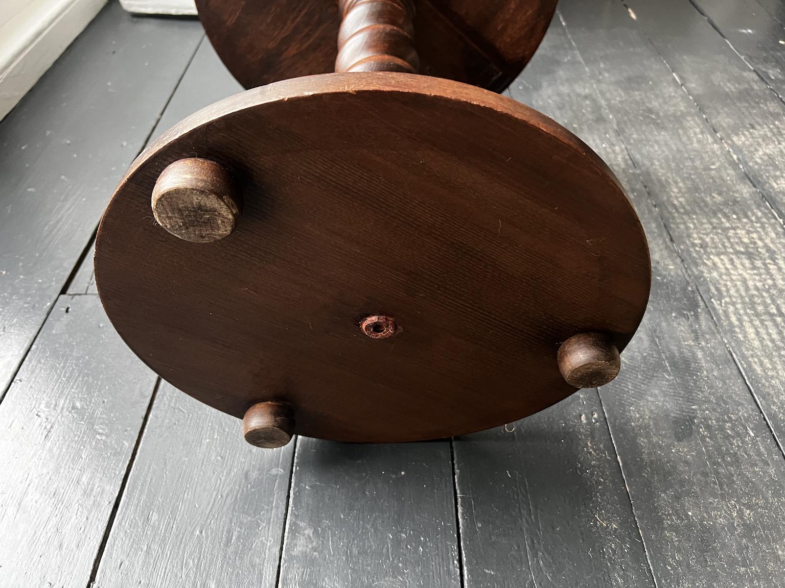 Turned Wood Side Table with Barley Twist Stem For Sale 8