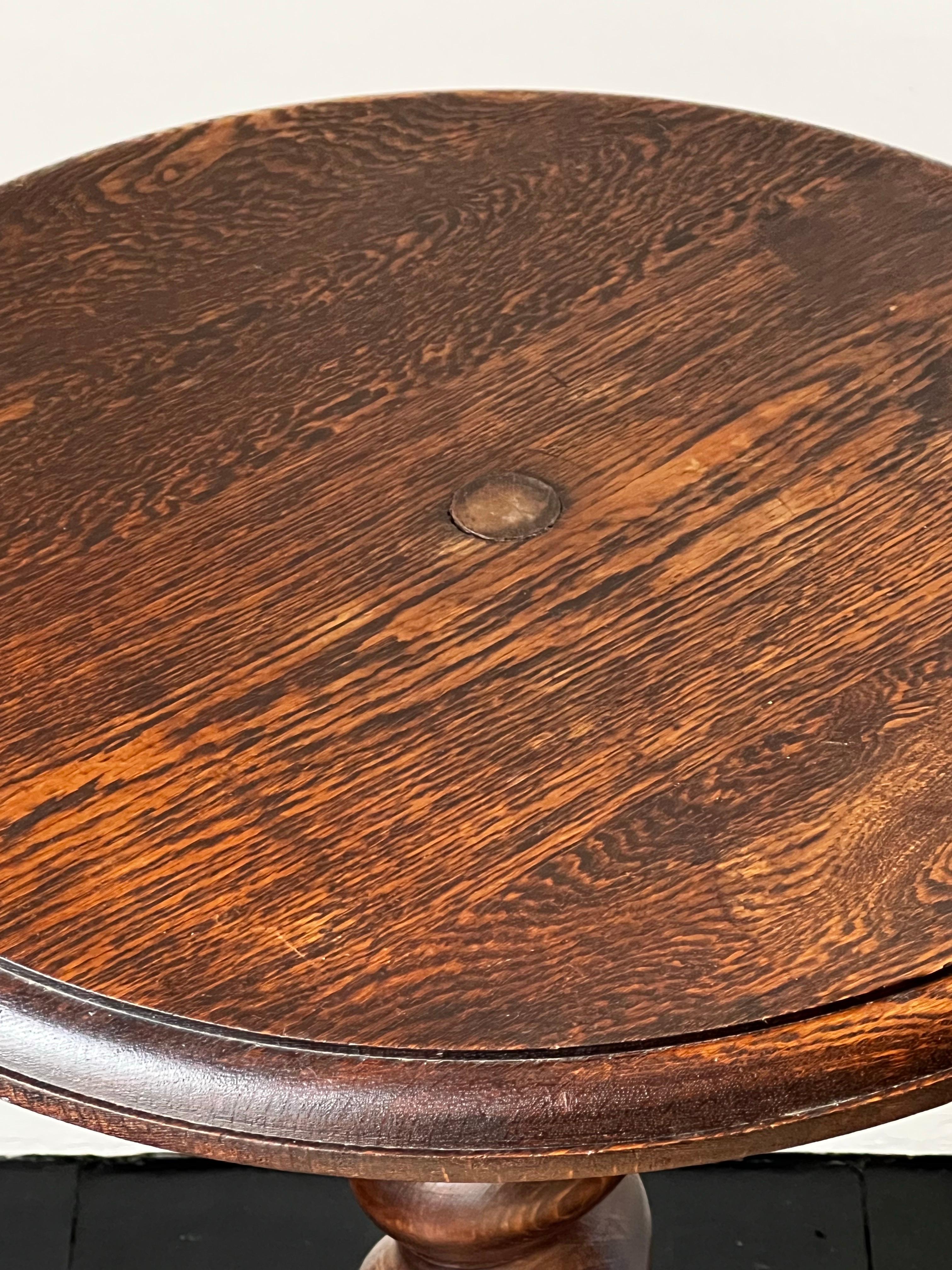20th Century Turned Wood Side Table with Barley Twist Stem For Sale