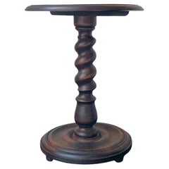 Turned Wood Side Table with Barley Twist Stem