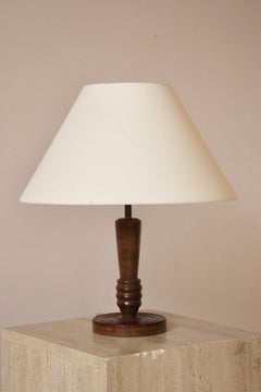 Turned Wood Table Lamp Attributed to Charles Dudouyt, France, 1930s