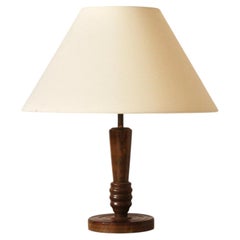 Turned Wood Table Lamp Attributed to Charles Dudouyt, France, 1930s