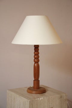 Turned Wood Table Lamp in the Manner of Charles Dudouyt, France, 1940s