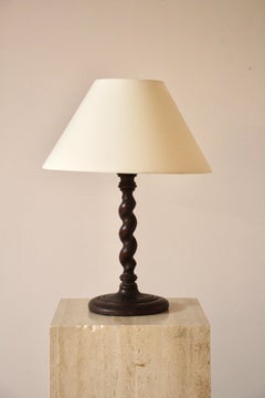 Lampe de table en bois tourné, dans le style de Charles Dudouyt – Fabrication française, années 1940