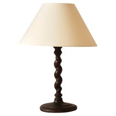 Lampe de table en bois tourné, dans le style de Charles Dudouyt – Fabrication française, années 1940