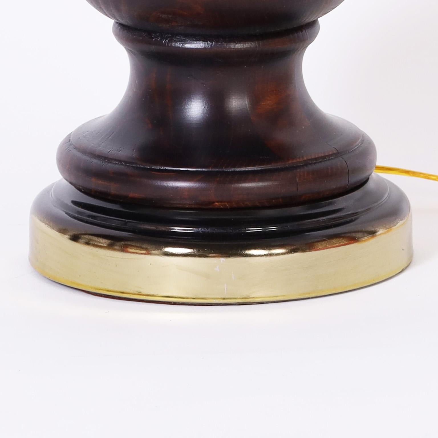 20th Century Turned Wood Table Lamps For Sale