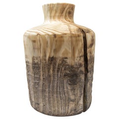 Turned Wood Pine Vase 'Alberi Short' Made in Italy