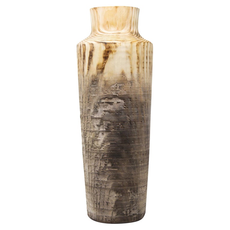 Turned Wood Pine Vase 'Alberi Tall' Made in Italy For Sale