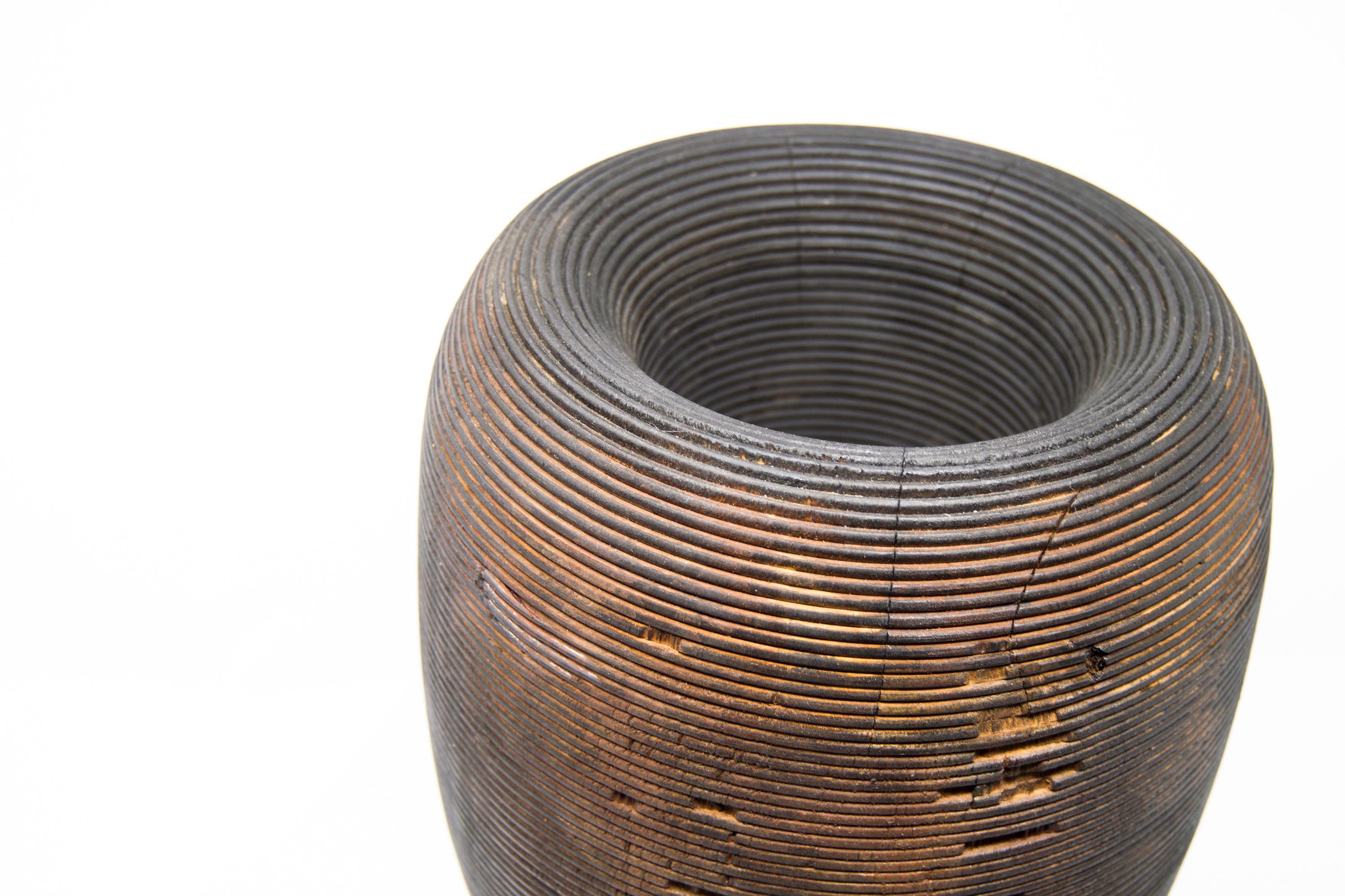 Contemporary Turned Wood Sculptural Vase 'Anni L' Made in Italy For Sale