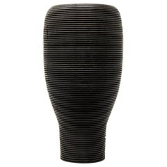 Turned Wood Sculptural Vase 'Anni S Black' Made in Italy