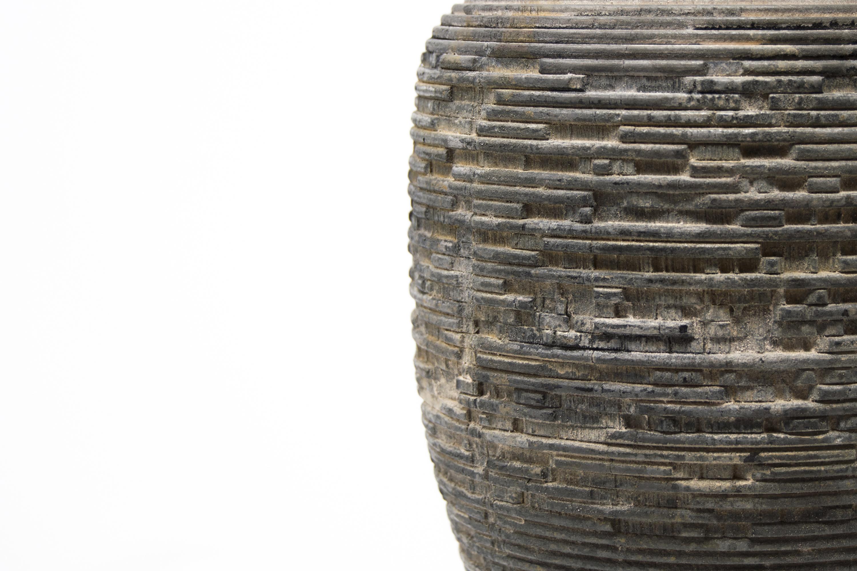 Turned Wood Sculptural Vase 'Anni S Grey' Made in Italy In New Condition In Milan, IT