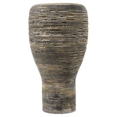 Turned Wood Sculptural Vase 'Anni S Grey' Made in Italy